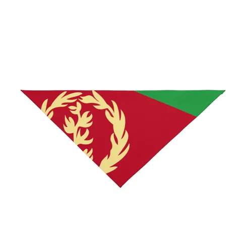 Eritrea Red Triangle & Wreath Pet Bandana — front view