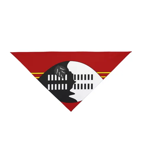 Eswatini Blue Red Yellow Shield Pet Bandana — front view