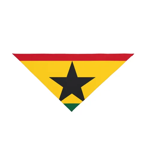 Ghana Red Gold Green & Star Pet Bandana — front view