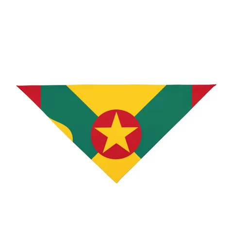 Grenada Red Green Gold Pattern Pet Bandana — front view