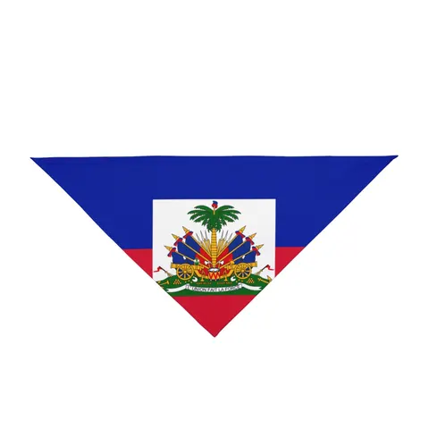 Haiti Blue Red Banner Pet Bandana — front view
