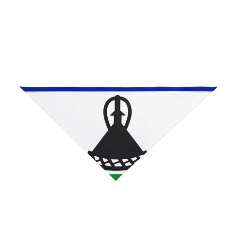 Lesotho Blue White Green Emblem Pet Bandana — front view