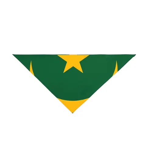 Mauritania Green Gold Crescent Pet Bandana — front view