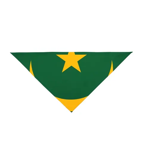 Mauritania Green Gold Crescent Pet Bandana — front view