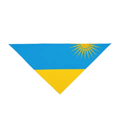 Rwanda Sky Blue & Sun Pet Bandana — front view