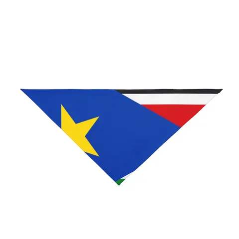 South Sudan Stripes & Blue Triangle Pet Bandana — front view