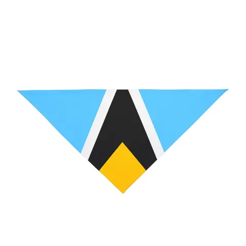 Saint Lucia Blue Triangle Peak Pet Bandana — front view