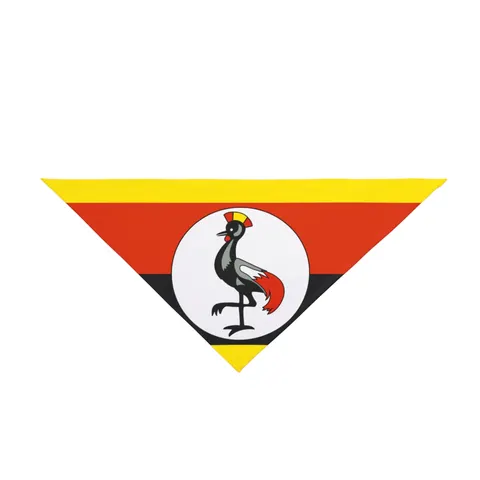 Uganda Black Yellow Red Bands Pet Bandana — front view