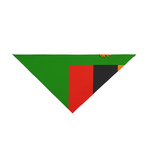 Zambia Green Field & Orange Eagle Pet Bandana — front view