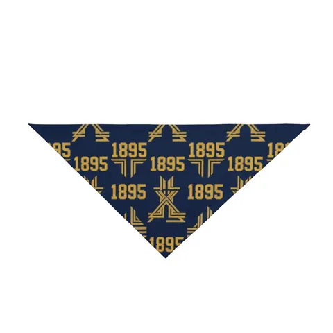 Fort Valley State 1895 Blue & Gold Pet Bandana — front view