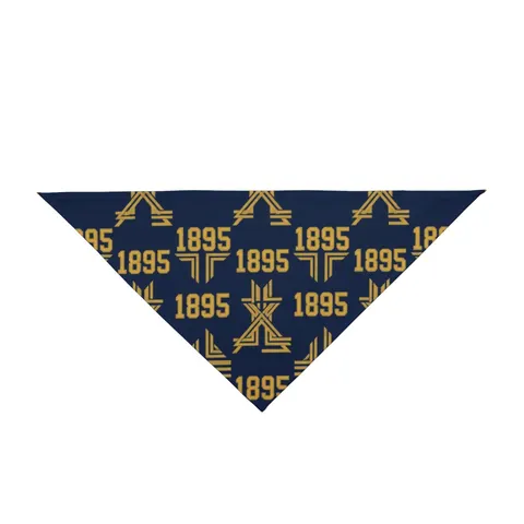 Fort Valley State 1895 Blue & Gold Pet Bandana — front view