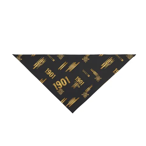 Grambling 1901 Black & Gold Edge Pet Bandana — front view