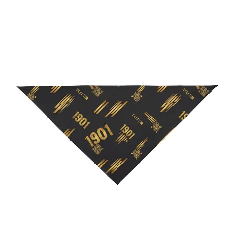 Grambling 1901 Black & Gold Edge Pet Bandana — front view