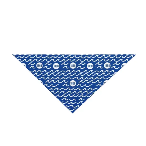 Hampton 1868 Blue & White Wave Pet Bandana — front view