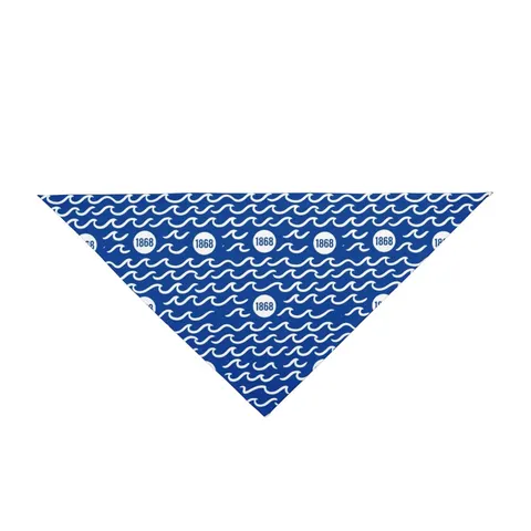 Hampton 1868 Blue & White Wave Pet Bandana — front view