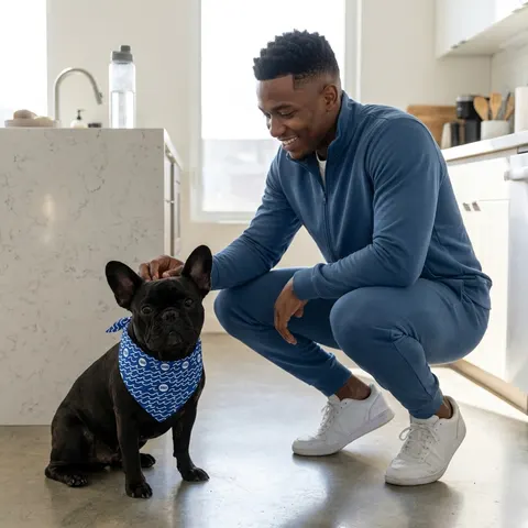Hampton 1868 Blue & White Wave Pet Bandana