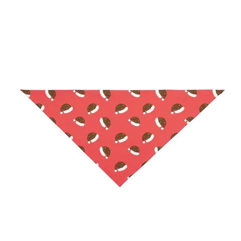 Holiday Brown Santa Hat Icons Pet Bandana — front view