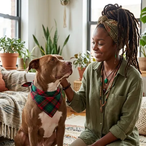 Holiday Fireplace Plaid Pet Bandana