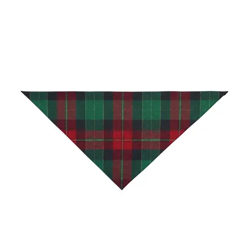 Holiday Fireplace Plaid Pet Bandana — front view