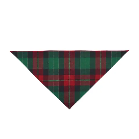 Holiday Fireplace Plaid Pet Bandana — front view