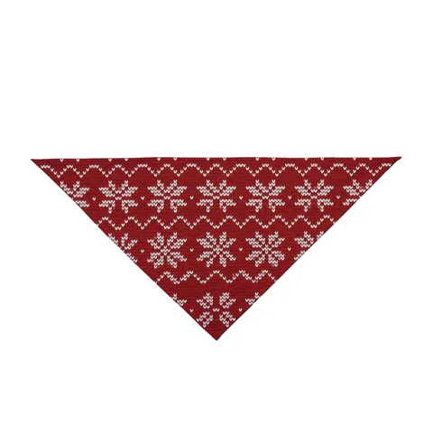 Holiday Red & White Knit Pet Bandana — front view