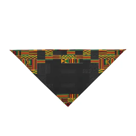 Holiday Kwanzaa Kente Border Pet Bandana — front view