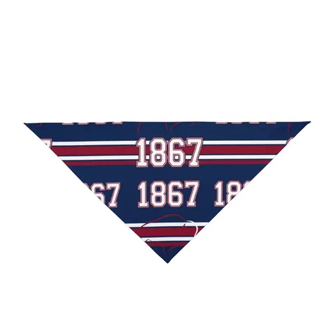 Howard 1867 Navy & Crimson Pet Bandana — front view