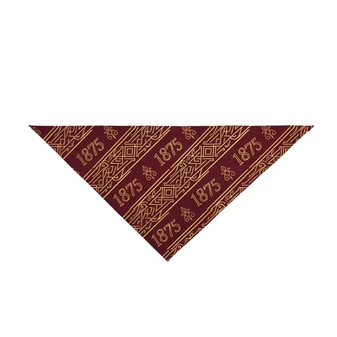 Huston-Tillotson 1875 Maroon & Gold Pet Bandana — front view