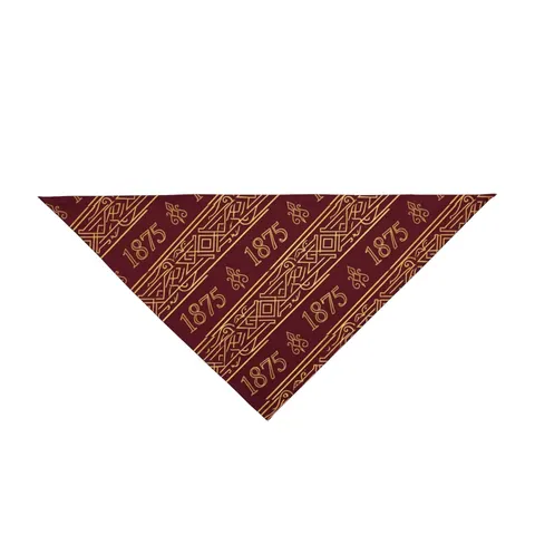 Huston-Tillotson 1875 Maroon & Gold Pet Bandana — front view