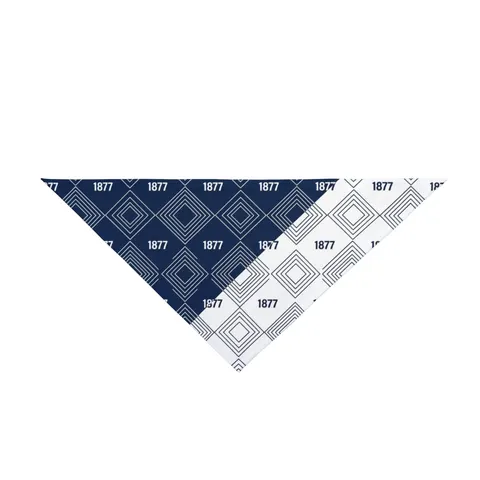 Jackson State 1877 Blue & White Split Pet Bandana — front view