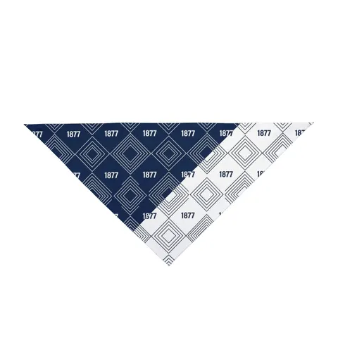 Jackson State 1877 Blue & White Split Pet Bandana — front view