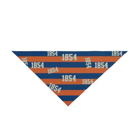 Lincoln (PA) 1854 Blue & Orange Pet Bandana — front view