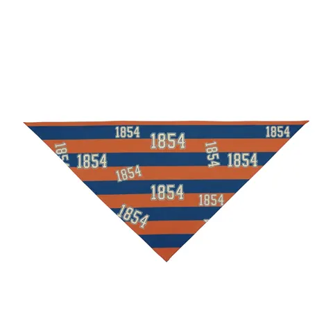 Lincoln (PA) 1854 Blue & Orange Pet Bandana — front view