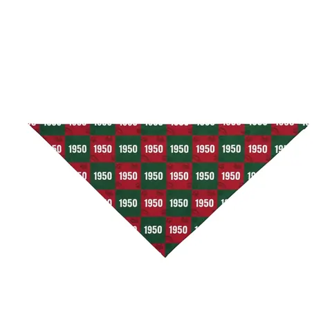 Mississippi Valley State 1950 Green & Red Pet Bandana — front view