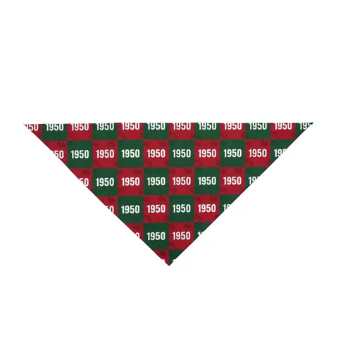 Mississippi Valley State 1950 Green & Red Pet Bandana — front view