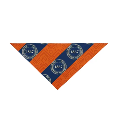 Morgan State 1867 Orange & Royal Pet Bandana — front view
