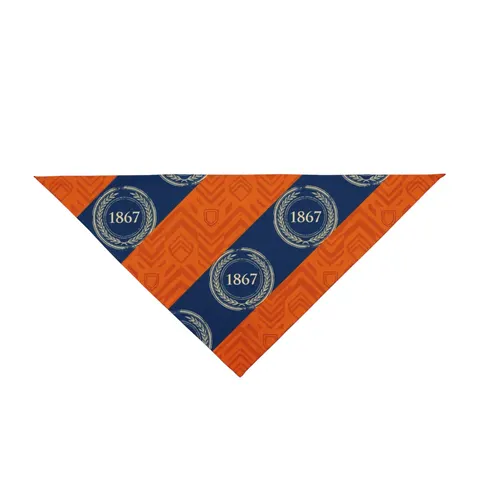 Morgan State 1867 Orange & Royal Pet Bandana — front view