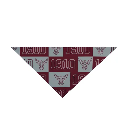 NC Central 1910 Maroon & Grey Pet Bandana — front view