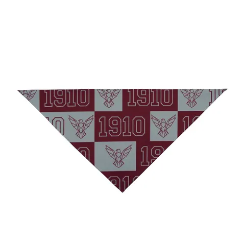 NC Central 1910 Maroon & Grey Pet Bandana — front view