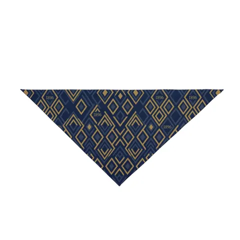 Oakwood 1896 Blue & Gold Pet Bandana — front view