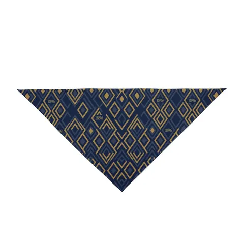Oakwood 1896 Blue & Gold Pet Bandana — front view