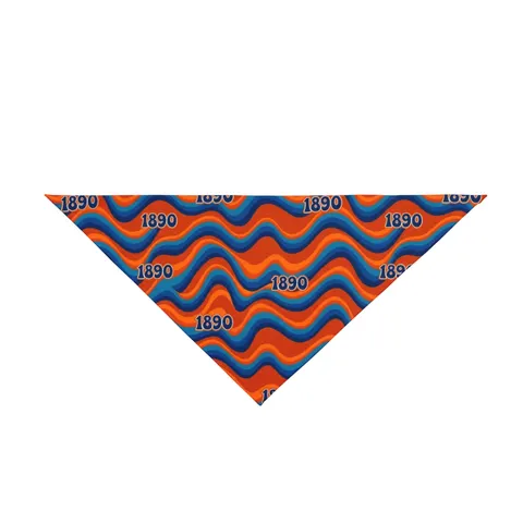 Savannah State 1890 Orange & Blue Pet Bandana — front view