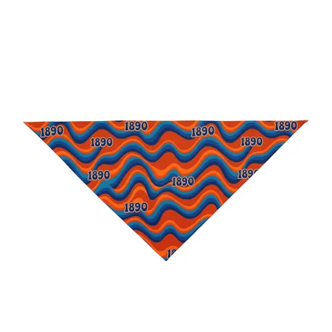 Savannah State 1890 Orange & Blue Pet Bandana — front view
