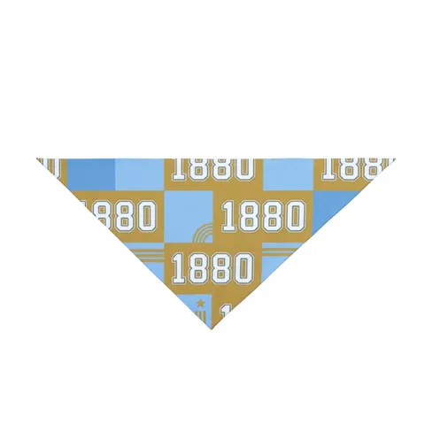 Southern 1880 Blue & Gold Block Pet Bandana — front view