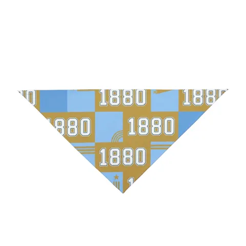 Southern 1880 Blue & Gold Block Pet Bandana — front view