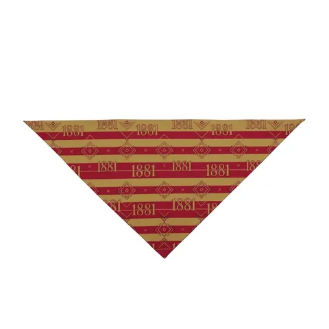 Tuskegee 1881 Crimson & Old Gold Pet Bandana — front view