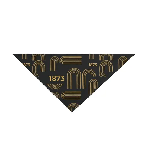 UAPB 1873 Black & Gold Arc Pattern Pet Bandana — front view