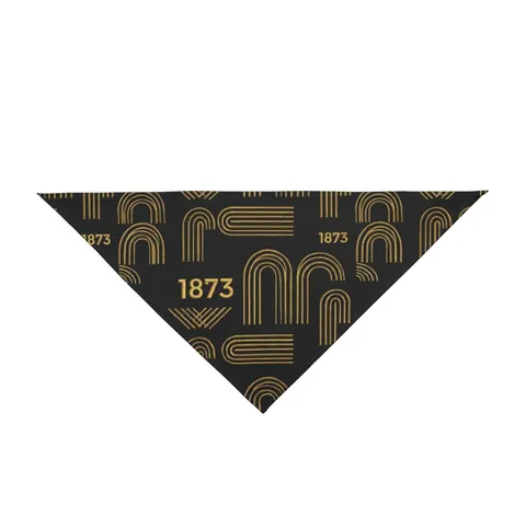 UAPB 1873 Black & Gold Arc Pattern Pet Bandana — front view