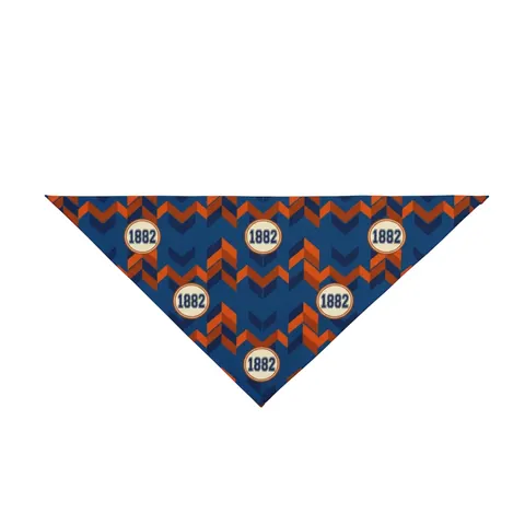 Virginia State 1882 Orange & Blue Pet Bandana — front view