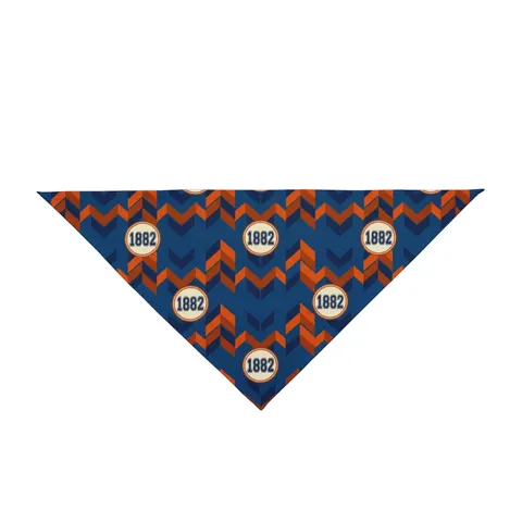 Virginia State 1882 Orange & Blue Pet Bandana — front view